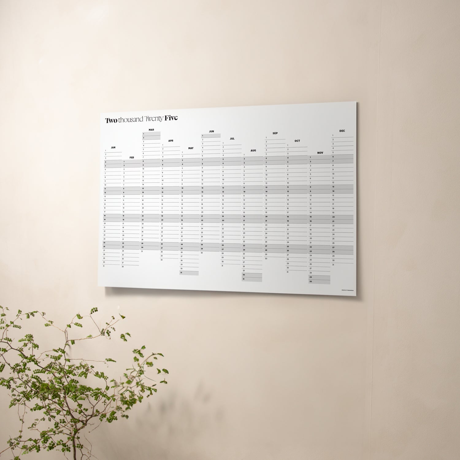 2025 Yearly Wall Planner