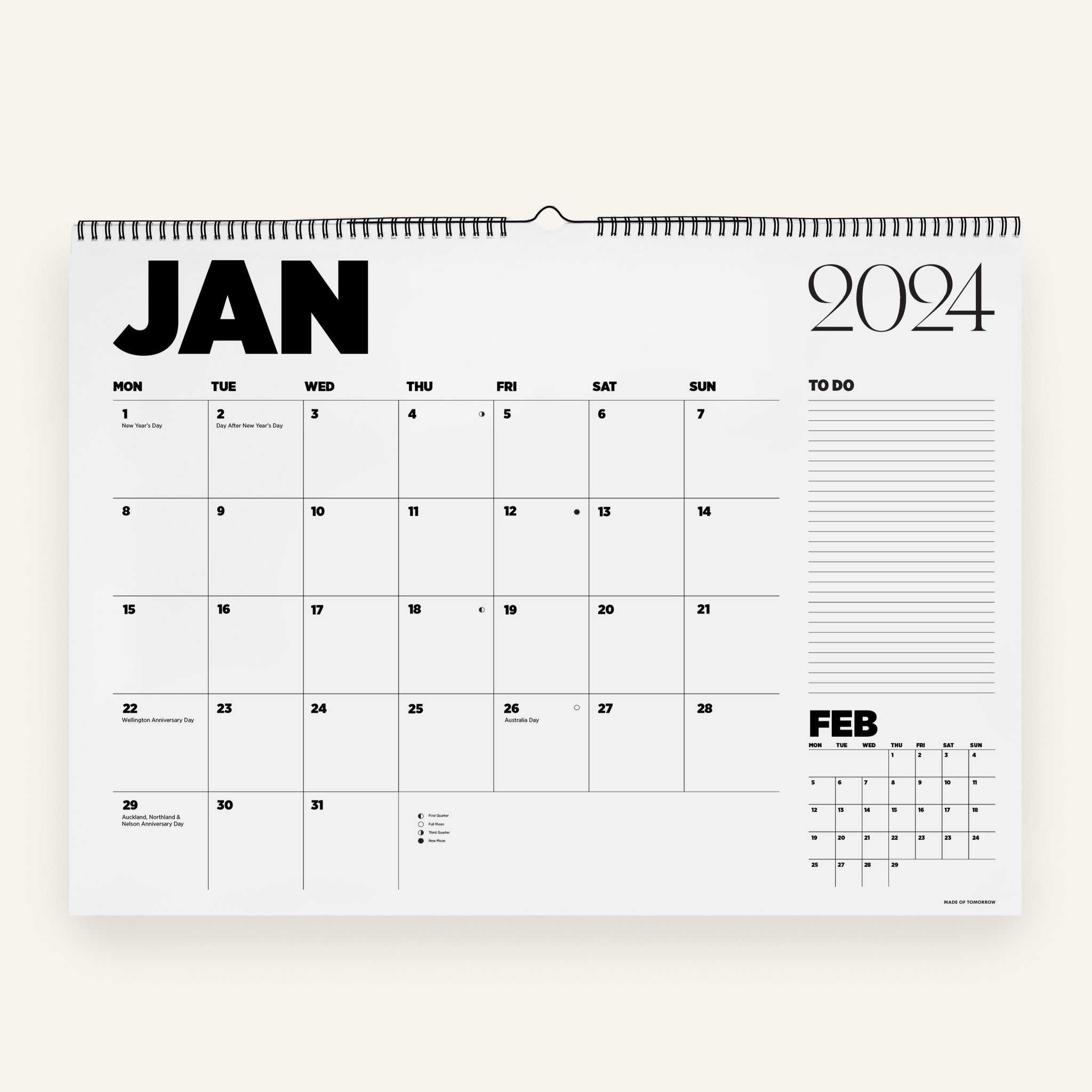 2024 Monthly Wall Planner